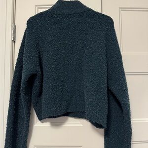 Cozy Fuzzy Cropped Sweater - Deep Teal